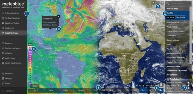 A tecnologia suíça de pós processamentos dos dados coletados nas estações, fornecida pela Meteoblue, permite alcançar índices de assertividade superiores a 80% nos prognósticos Foto: Reprodução